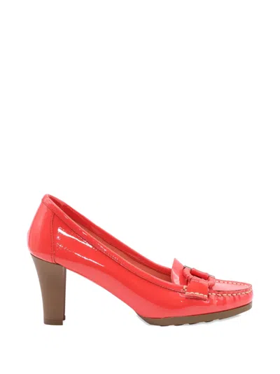 Pre-owned Ferragamo Loafer-style Heels In Red