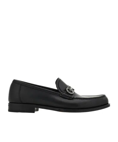 Ferragamo Loafer With Gancini Buckle In Black