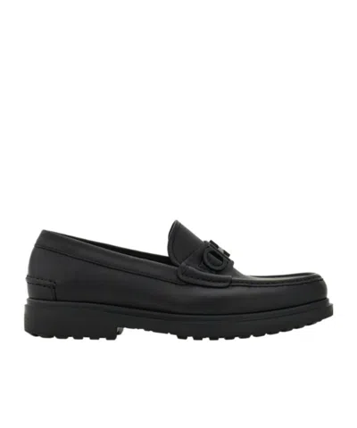 Ferragamo Loafer With Gancini Buckle In Black