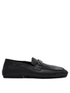 Ferragamo Leather Loafers With Subtle Buckle Detail In Black