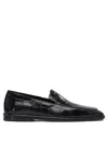 Ferragamo Brian Croc-embossed Leather Loafers In Black
