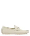 Ferragamo Stylish Round Toe Leather Loafers In Beige
