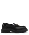 Ferragamo Gancini Buckle Loafers In Black