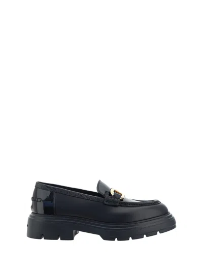 Ferragamo Brooke Loafers With Chunky Sole And Gold-tone Hardware In Black