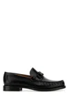 Ferragamo Leather Loafers With Round Toe And Sole In Black