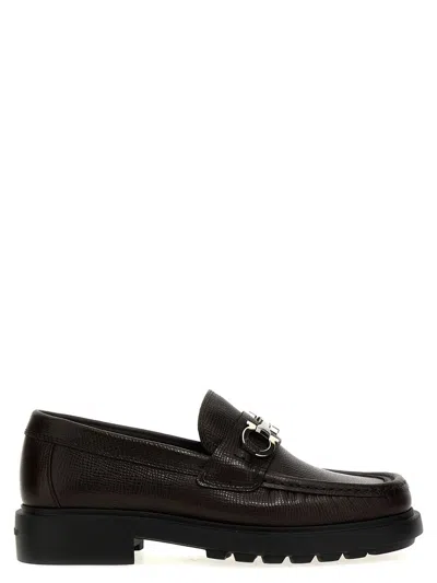 Ferragamo Gancini-details Leather Loafers In Brown