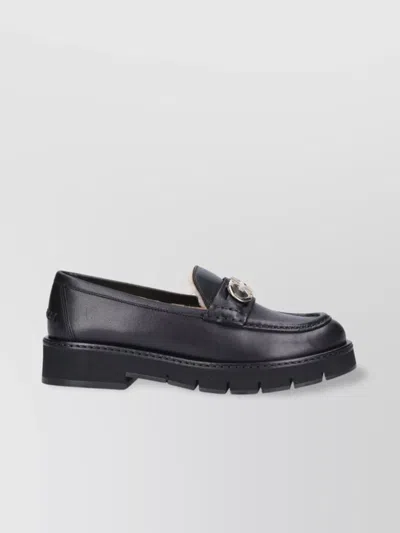 Ferragamo Loafers Chunky Sole Round Toe Metallic Hardware In Grey