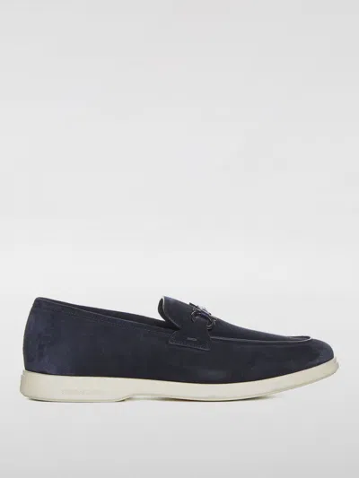 Ferragamo Round Head Loafer Shoes In Black