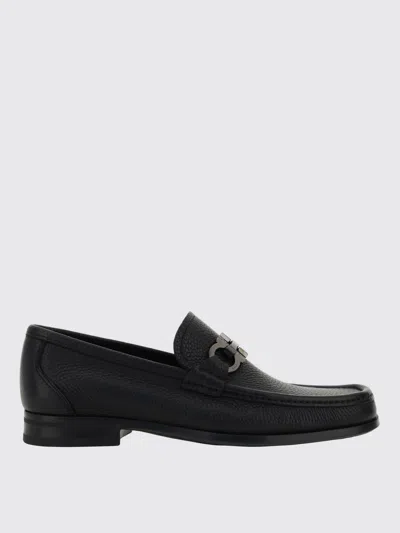 Ferragamo Florio Gancini-plaque Loafers In Black