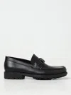 Ferragamo Leather David Loafer With Gancini Hook For Men In Black