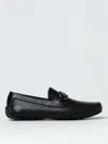Ferragamo Men Parigi Gancini Leather Drivers Loafers Pebbled T Moro In Schwarz