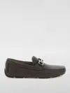 Ferragamo Mens Black Parigi Buckled Leather Driver Shoes In 灰色