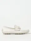 Ferragamo Stylish Round Toe Leather Loafers In White