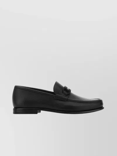 Ferragamo Loafers Leather Metal Horsebit In Black