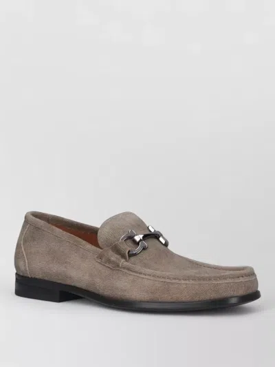 Ferragamo Loafers Round Toe Suede Metallic Buckle In Multi