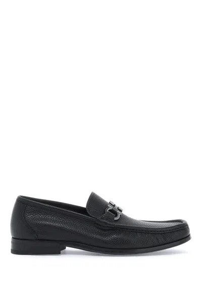 Ferragamo Loafers With Buckle And Hooks In Black