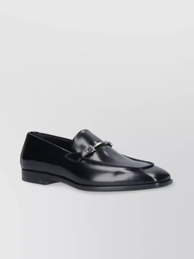 Ferragamo Loafers With Metal Bit Detail And Square Toe In Black