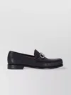 Ferragamo Bart Black Loafers With Embossed Gancini Detail On The Front In Leather Man In Black