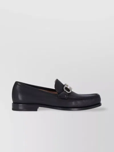 FERRAGAMO LOAFERS WITH ROUND TOE AND METAL HARDWARE
