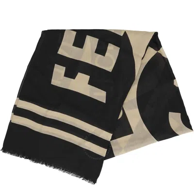 Ferragamo Loghi Maxi-logo Stole In Black