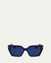 Ferragamo Logo Acetate & Metal Butterfly Sunglasses In Blue Navy