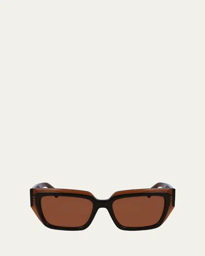Ferragamo Logo Acetate Butterfly Sunglasses In Transparent Khaki/green
