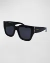 Ferragamo Double Gancini Square Sunglasses, 55mm In Black