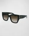 Ferragamo Gancini 55mm Modified Rectangular Sunglasses In Dark Green