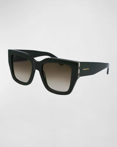 FERRAGAMO LOGO ACETATE SQUARE SUNGLASSES