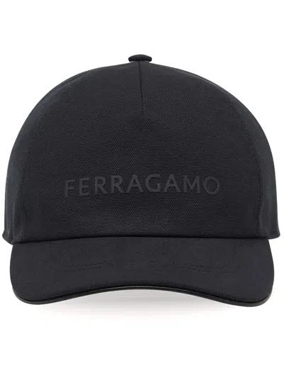 Ferragamo Logo-appliqué Baseball Cap In Black