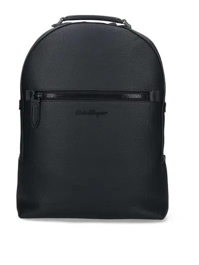 Ferragamo Logo Backpack In Black