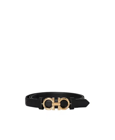 Ferragamo Logo Belt In Black