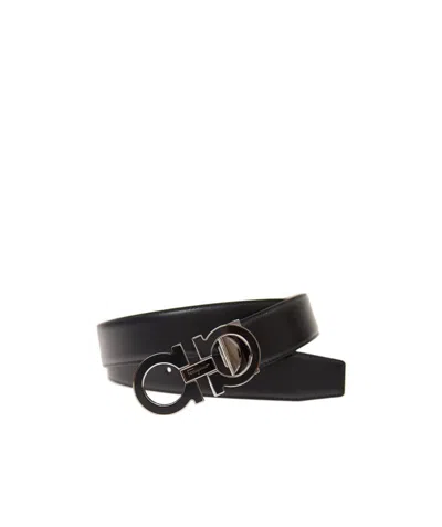 Ferragamo Logo Belt In Black