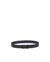 Ferragamo Salvatore  Man's Bicolor Leather Belt With Logo Buckle In Black