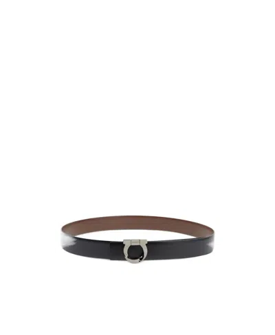 Ferragamo Logo Belt In Black