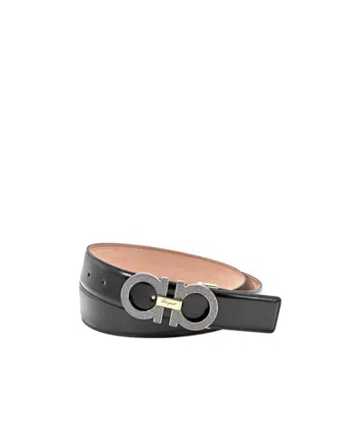 Ferragamo Logo Belt In Black