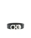 Ferragamo Reversible Belt With Polished Gancini Buckle In Black