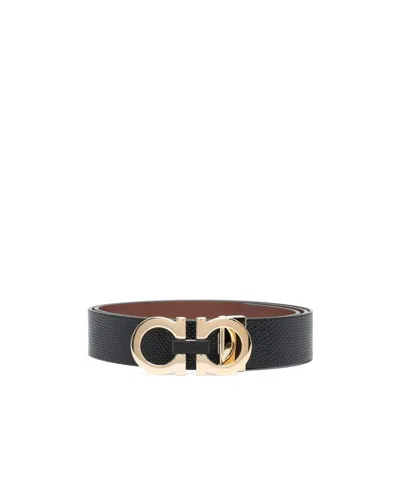 Ferragamo Logo Belt In Black