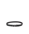Ferragamo Salvatore  Man's Bicolor Leather Belt With Logo Buckle In Black