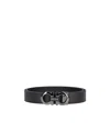 Ferragamo Reversible 'gancini' Belt In Black