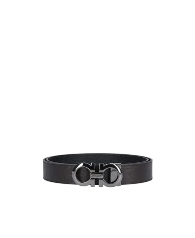 Ferragamo Logo Belt In Black