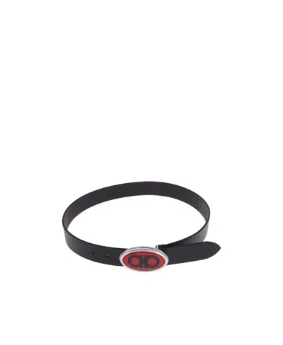 Ferragamo Logo Belt In Black
