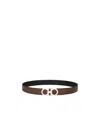 Ferragamo Reversible Gancini Leather Belt In Black
