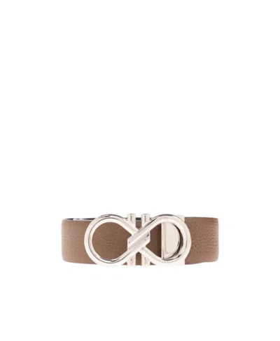 Ferragamo Logo Belt In Brown