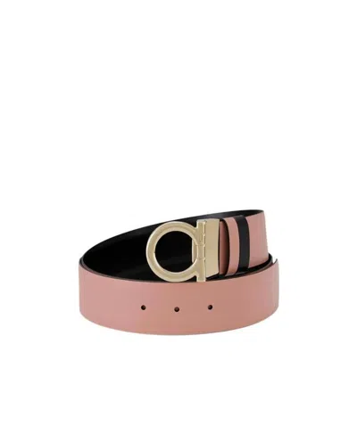 Ferragamo Logo Belt In Nude