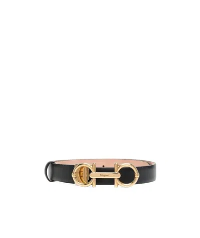 Ferragamo Logo Belt In Nude
