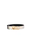 Ferragamo Gancini Leather Reversible Belt In White