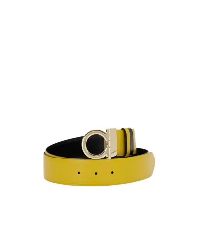 Ferragamo Logo Belt In Yellow