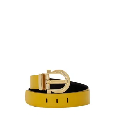 Ferragamo Logo Belt In Yellow