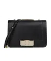 Ferragamo Logo Bow Shoulder Bag In Black